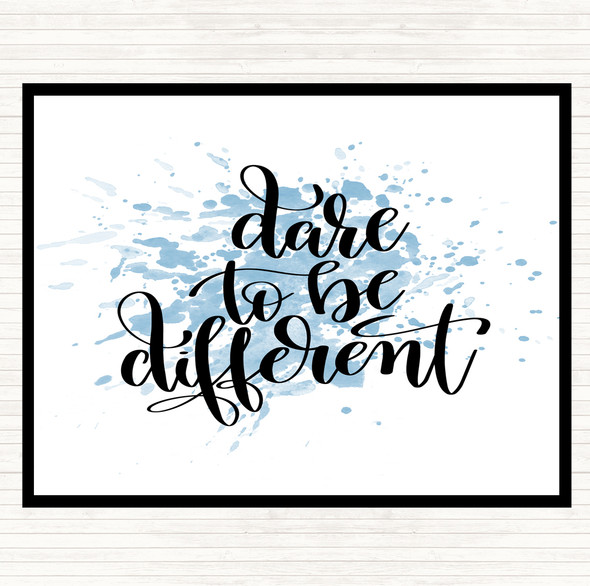 Blue White Dare To Be Different Inspirational Quote Mouse Mat Pad