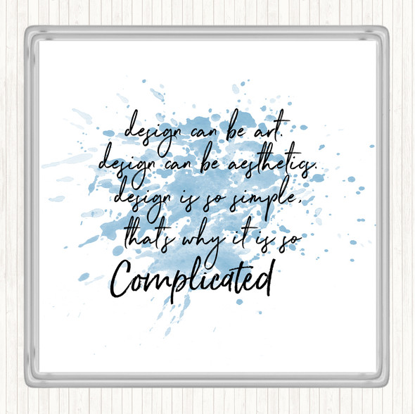 Blue White Design Can Be Art Inspirational Quote Drinks Mat Coaster