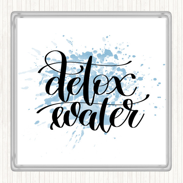 Blue White Detox Water Inspirational Quote Drinks Mat Coaster