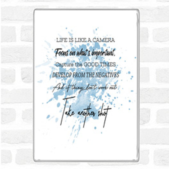 Blue White Develop From Negatives Inspirational Quote Jumbo Fridge Magnet