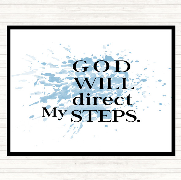 Blue White Direct My Steps Inspirational Quote Mouse Mat Pad