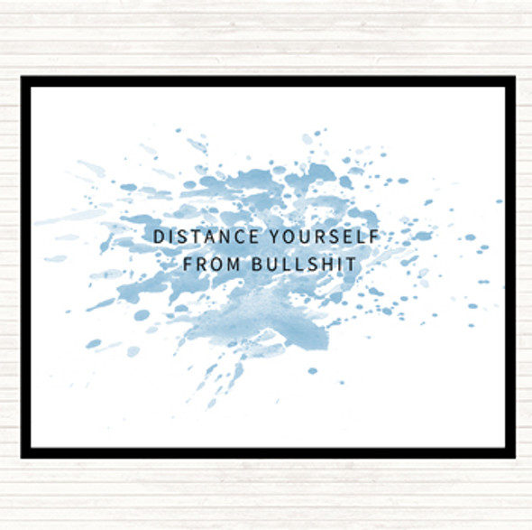 Blue White Distance Yourself Inspirational Quote Mouse Mat Pad