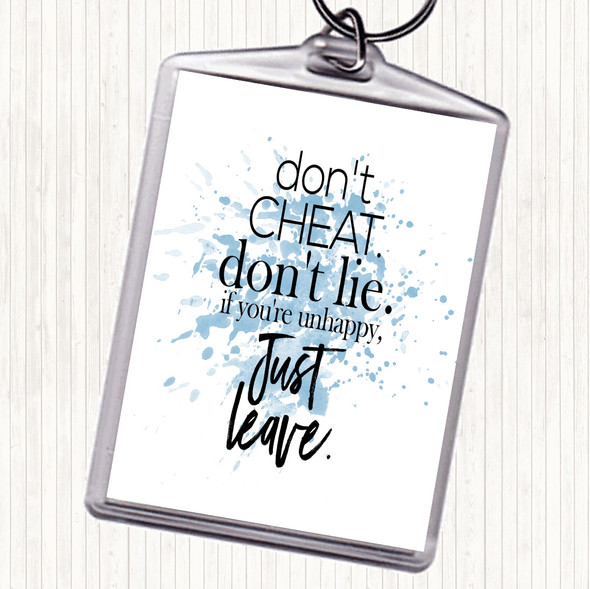 Blue White Don't Cheat Inspirational Quote Bag Tag Keychain Keyring