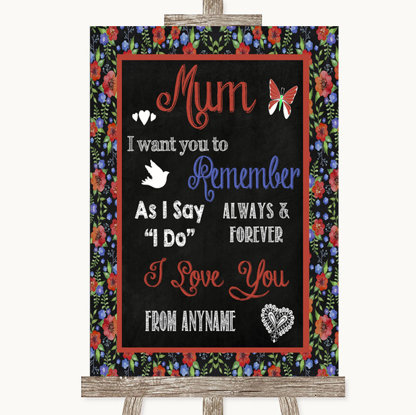 Floral Chalk I Love You Message For Mum Personalised Wedding Sign