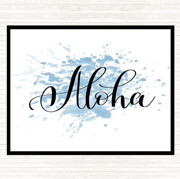 Blue White Aloha Inspirational Quote Mouse Mat Pad