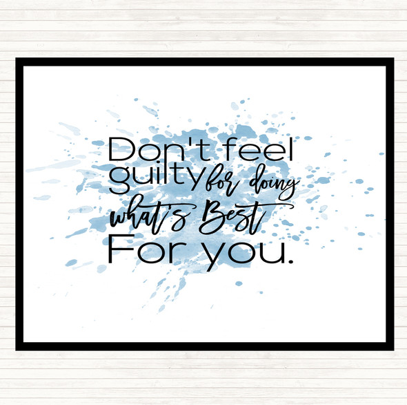 Blue White Don't Feel Guilty Inspirational Quote Mouse Mat Pad