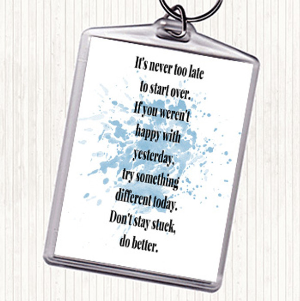 Blue White Don't Stay Stuck Do Better Inspirational Quote Bag Tag Keychain Keyring