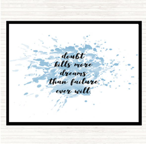 Blue White Doubt Kills Dreams Inspirational Quote Mouse Mat Pad