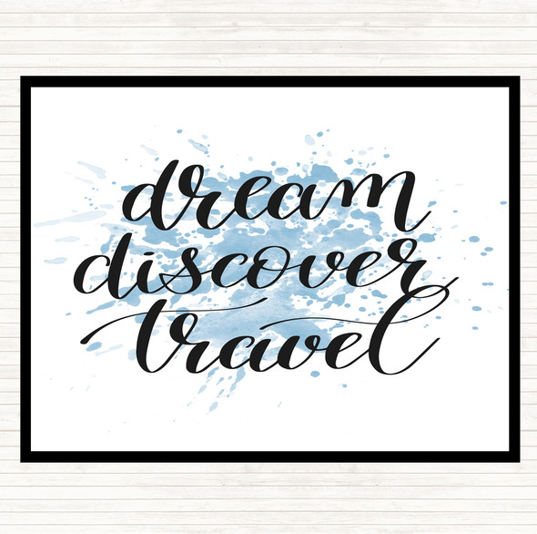 Blue White Dream Discover Travel Inspirational Quote Mouse Mat Pad