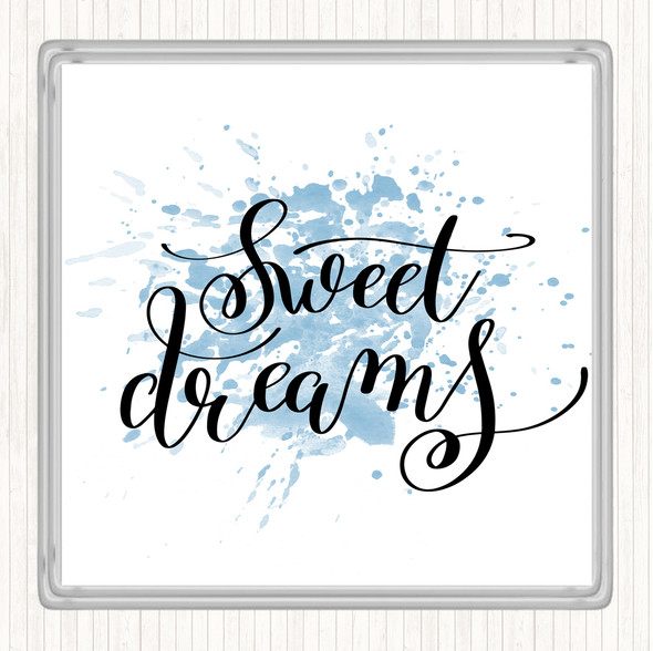 Blue White Dreams Inspirational Quote Drinks Mat Coaster