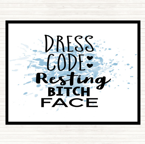 Blue White Dress Code Resting Bitch Face Inspirational Quote Mouse Mat Pad