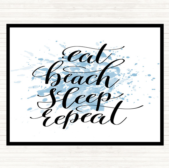 Blue White Eat Beach Repeat Inspirational Quote Mouse Mat Pad
