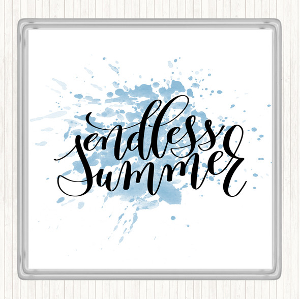 Blue White Endless Summer Inspirational Quote Drinks Mat Coaster