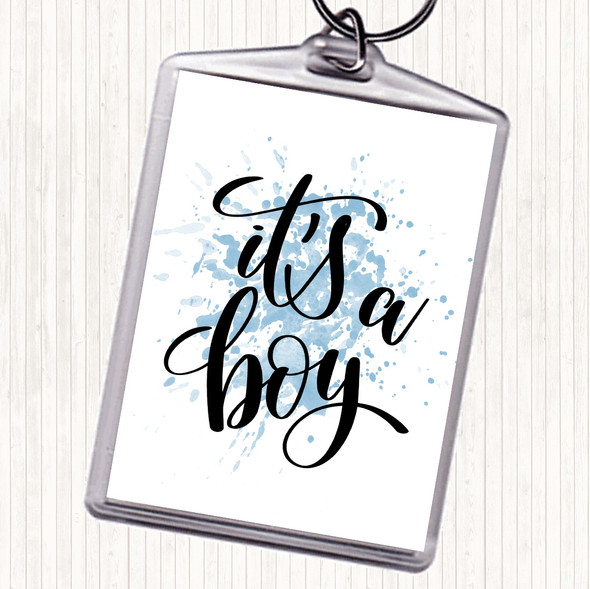 Blue White A Boy Inspirational Quote Bag Tag Keychain Keyring