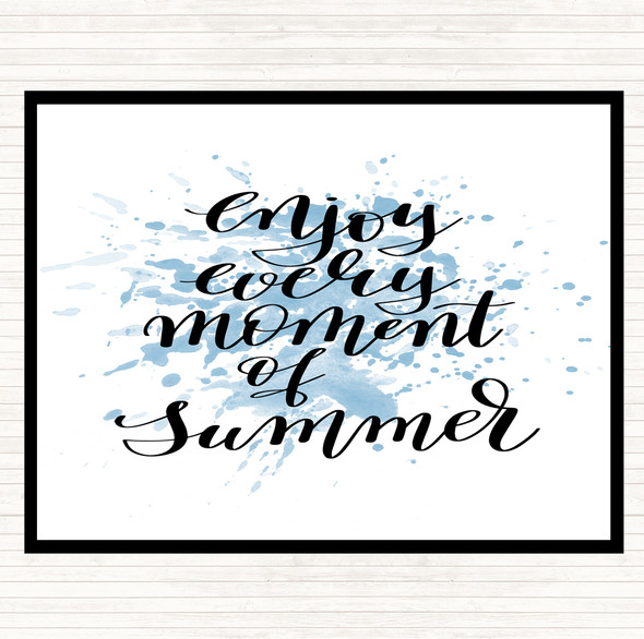 Blue White Enjoy Moment Summer Inspirational Quote Mouse Mat Pad