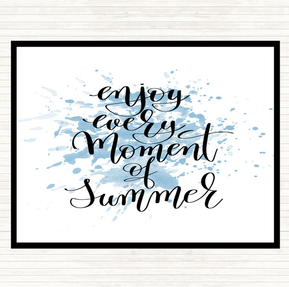 Blue White Enjoy Summer Moment Inspirational Quote Mouse Mat Pad