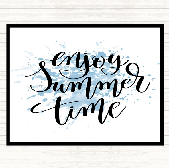 Blue White Enjoy Summer Time Inspirational Quote Mouse Mat Pad