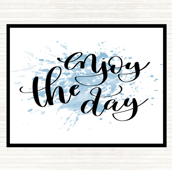 Blue White Enjoy The Day Inspirational Quote Mouse Mat Pad