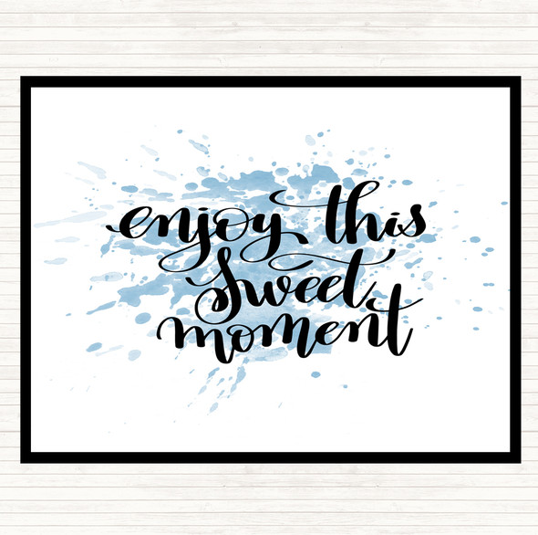 Blue White Enjoy This Moment Inspirational Quote Mouse Mat Pad