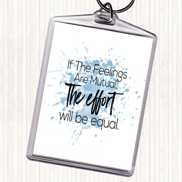 Blue White Equal Effort Inspirational Quote Bag Tag Keychain Keyring