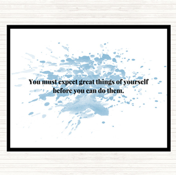 Blue White Expect Great Things Inspirational Quote Mouse Mat Pad