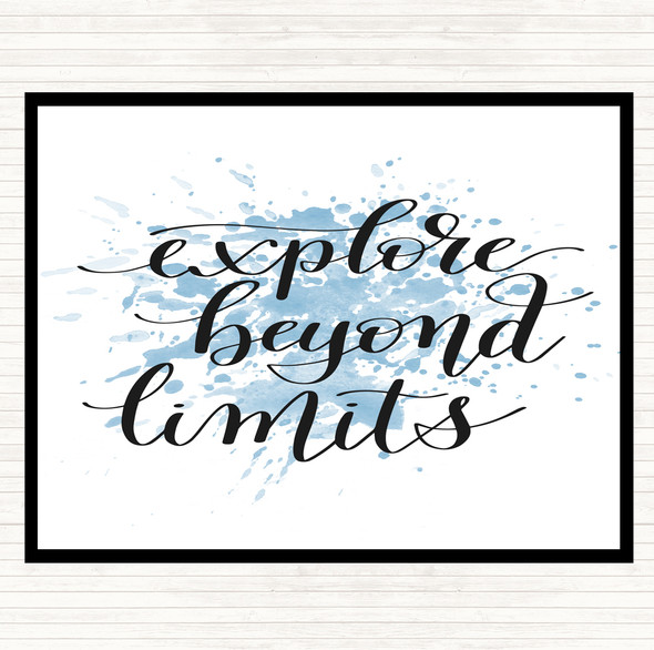 Blue White Explore Beyond Limits Inspirational Quote Mouse Mat Pad