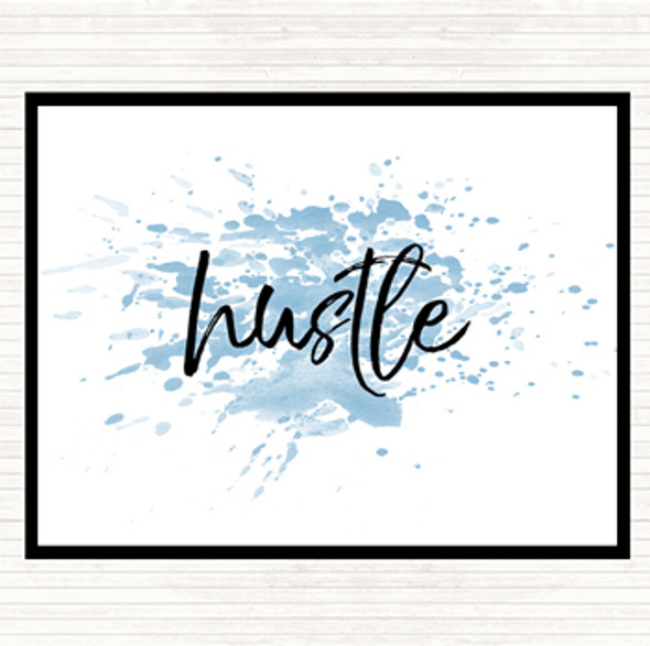 Blue White Fancy Hustle Inspirational Quote Dinner Table Placemat