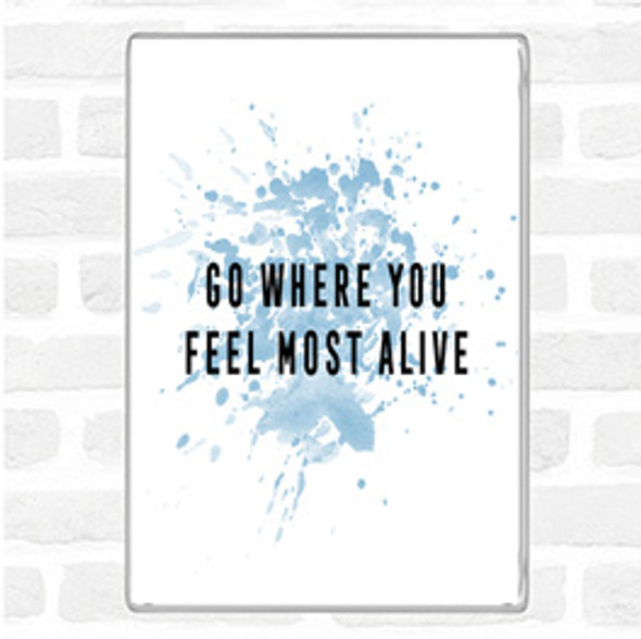 Blue White Feel Most Alive Inspirational Quote Jumbo Fridge Magnet
