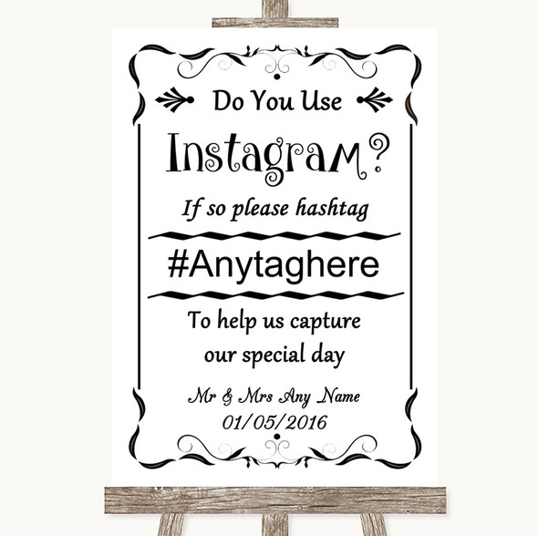 Black & White Instagram Photo Sharing Personalised Wedding Sign