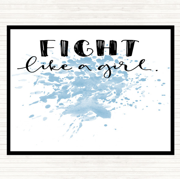 Blue White Fight Like A Girl Inspirational Quote Mouse Mat Pad