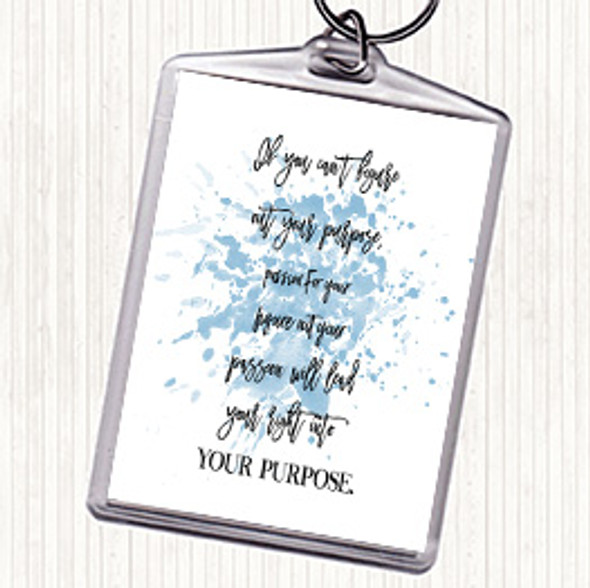 Blue White Figure Out Your Purpose Inspirational Quote Bag Tag Keychain Keyring