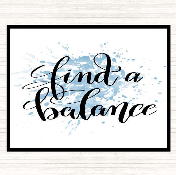 Blue White Find A Balance Inspirational Quote Dinner Table Placemat