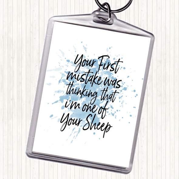 Blue White First Mistake Inspirational Quote Bag Tag Keychain Keyring