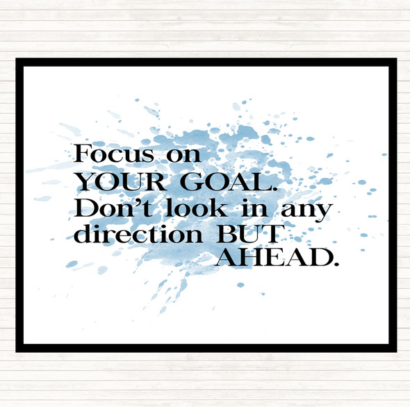 Blue White Focus On Your Goal Inspirational Quote Mouse Mat Pad