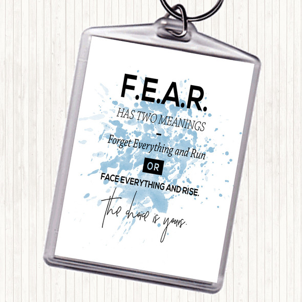 Blue White Forget Everything Inspirational Quote Bag Tag Keychain Keyring