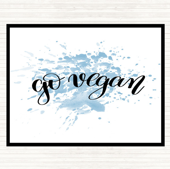 Blue White Go Vegan Inspirational Quote Mouse Mat Pad