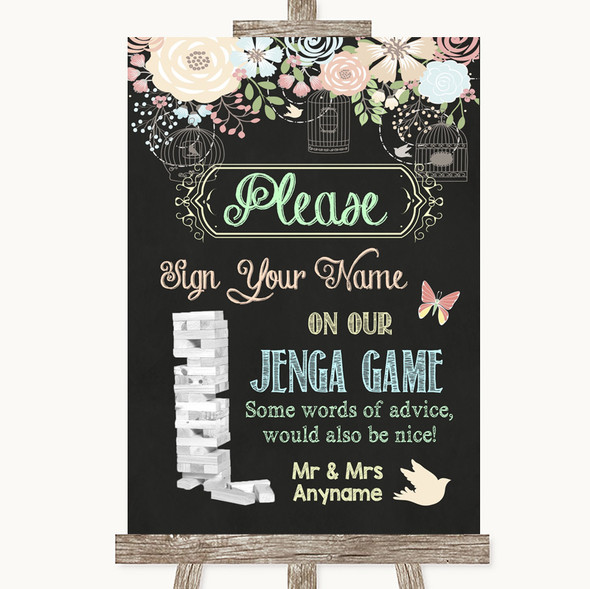 Shabby Chic Chalk Jenga Guest Book Personalised Wedding Sign