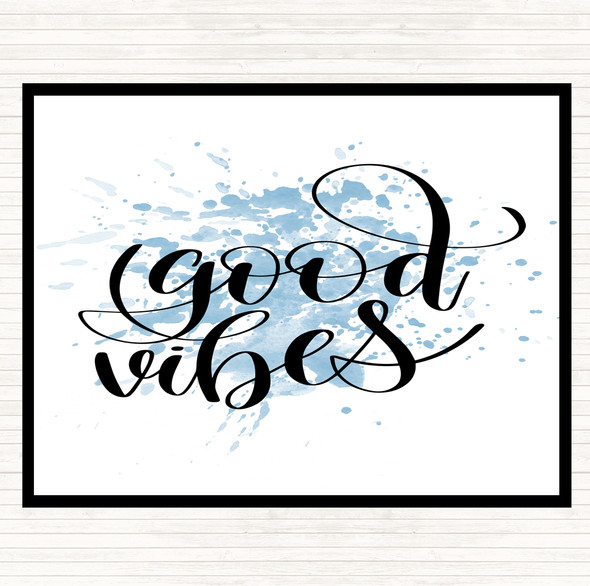 Blue White Good Vibes Inspirational Quote Mouse Mat Pad
