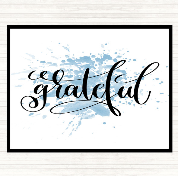 Blue White Grateful Swirl Inspirational Quote Mouse Mat Pad