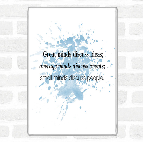Blue White Great Minds Inspirational Quote Jumbo Fridge Magnet