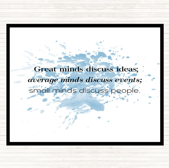 Blue White Great Minds Inspirational Quote Mouse Mat Pad