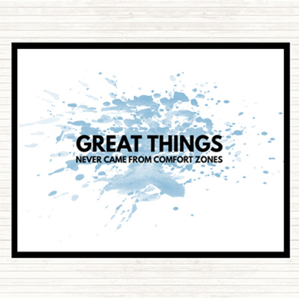 Blue White Great Things Never Came From Comfort Zones Inspirational Quote Mouse Mat Pad