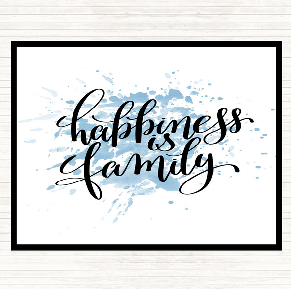 Blue White Happiness Is Family Inspirational Quote Mouse Mat Pad
