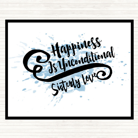 Blue White Happiness Is Inspirational Quote Mouse Mat Pad