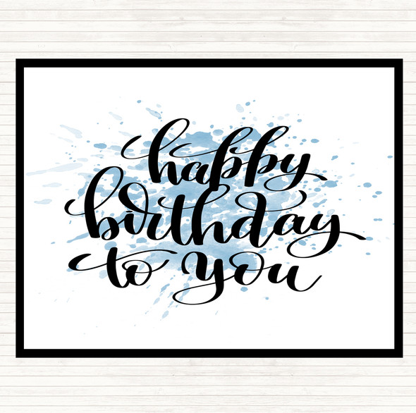 Blue White Happy Birthday To You Inspirational Quote Mouse Mat Pad