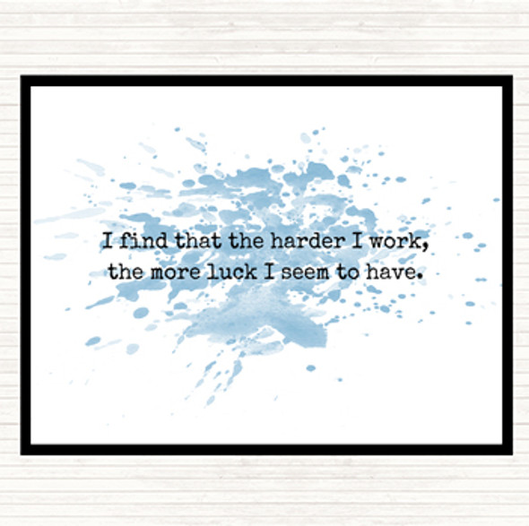 Blue White Harder I Work Inspirational Quote Mouse Mat Pad