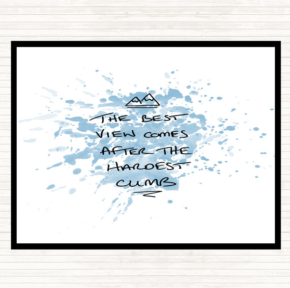 Blue White Hardest Climb Inspirational Quote Dinner Table Placemat