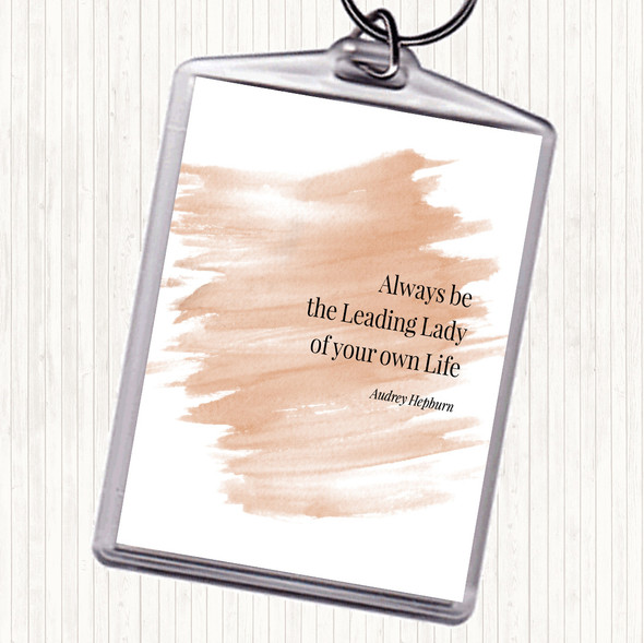 Watercolour Audrey Hepburn Always Be The Leading Lady Quote Bag Tag Keychain Keyring