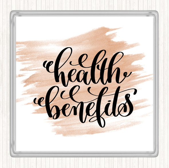 Watercolour Health Benefits Quote Drinks Mat Coaster