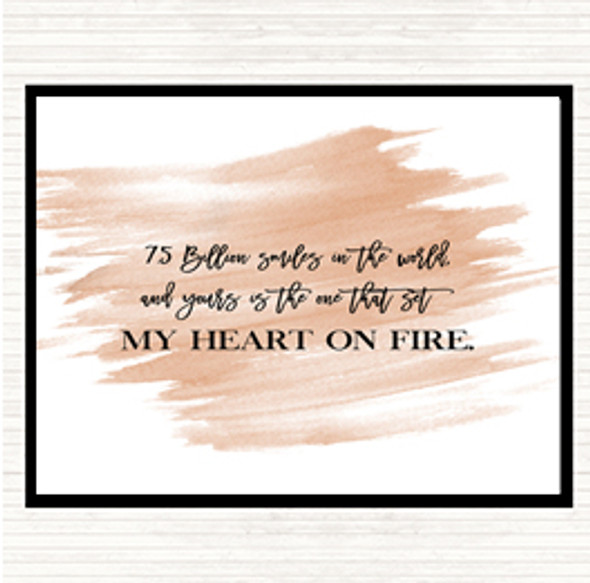 Watercolour Heart On Fire Quote Mouse Mat Pad